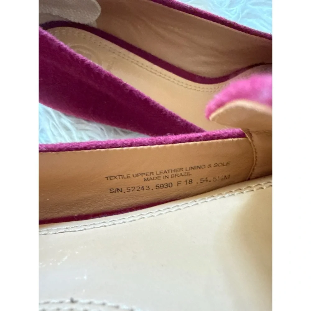 EUC Tory Burch Red Burgundy Antonia “TB” Monogram Loafers Flats Shoes US 5.5​